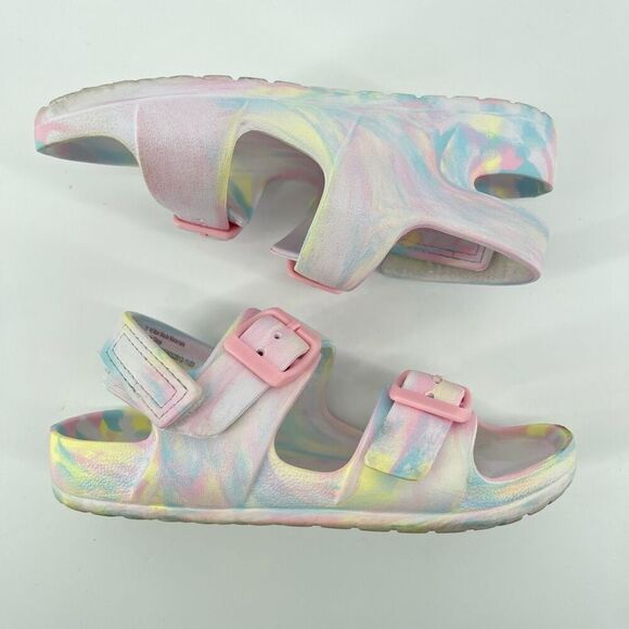 Cat & Jack Ade Girls Size 11 EVA Pastel Multicolor Double Strap Footbed Sandals - Picture 12 of 15